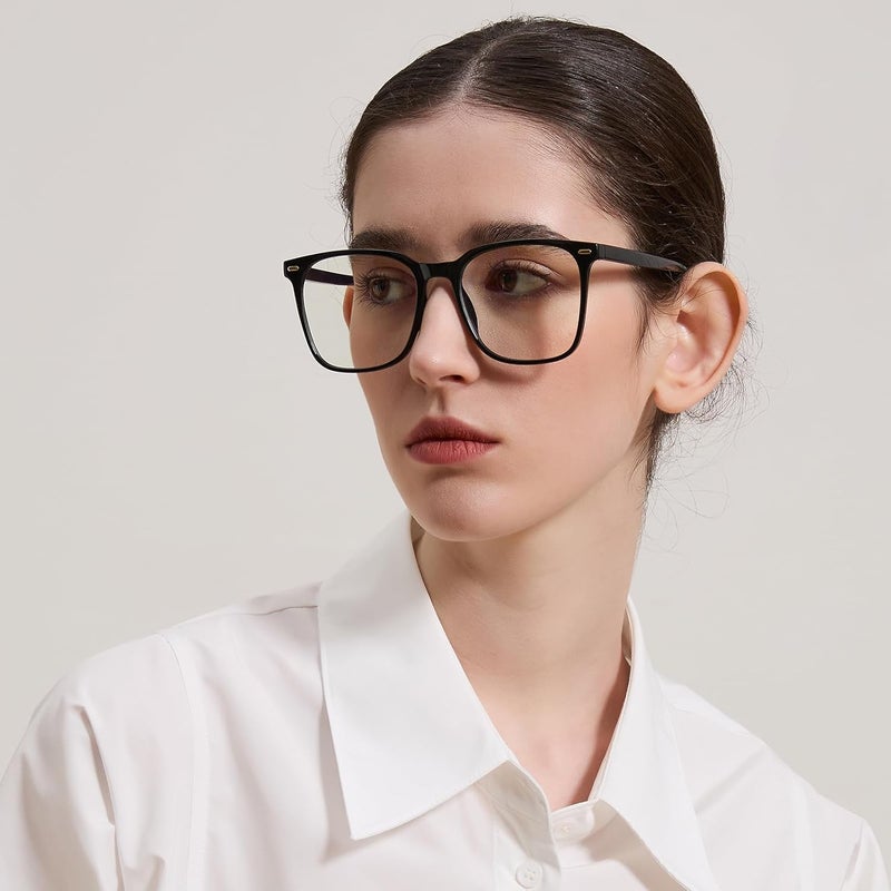 MACJERO Oversized Square Blue Light Blocking Glasses for Women Men, Anti-Fatigue Computer Monitor Gaming Glasses Reduce Eye Strain(Black) - Image 3